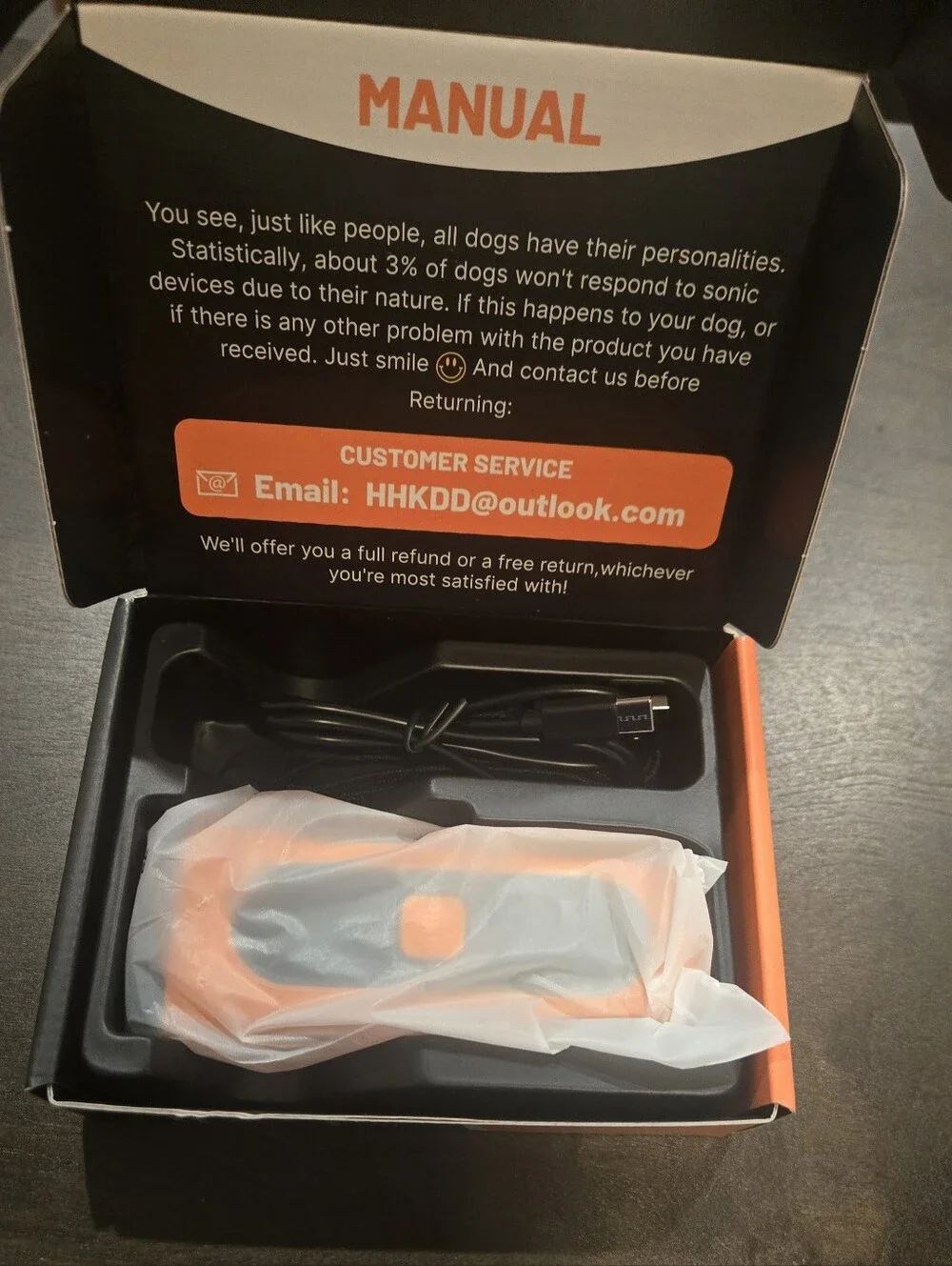 Dog Bark Deterrent Device - Orange & Black